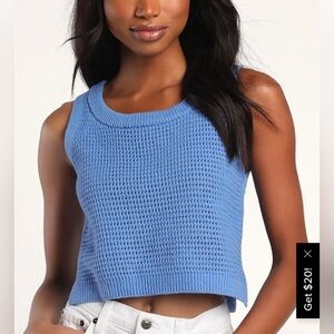 Lulus Tank Top Sweater Get The Look Periwinkle Loose Knit